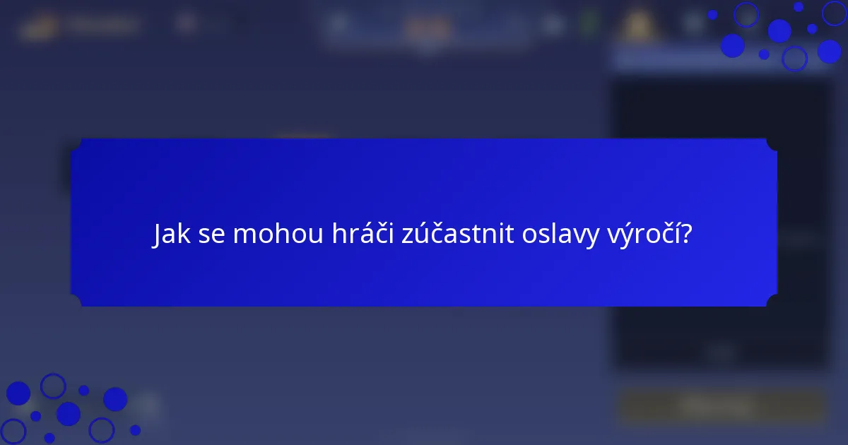 Jak se mohou hráči zúčastnit oslavy výročí?